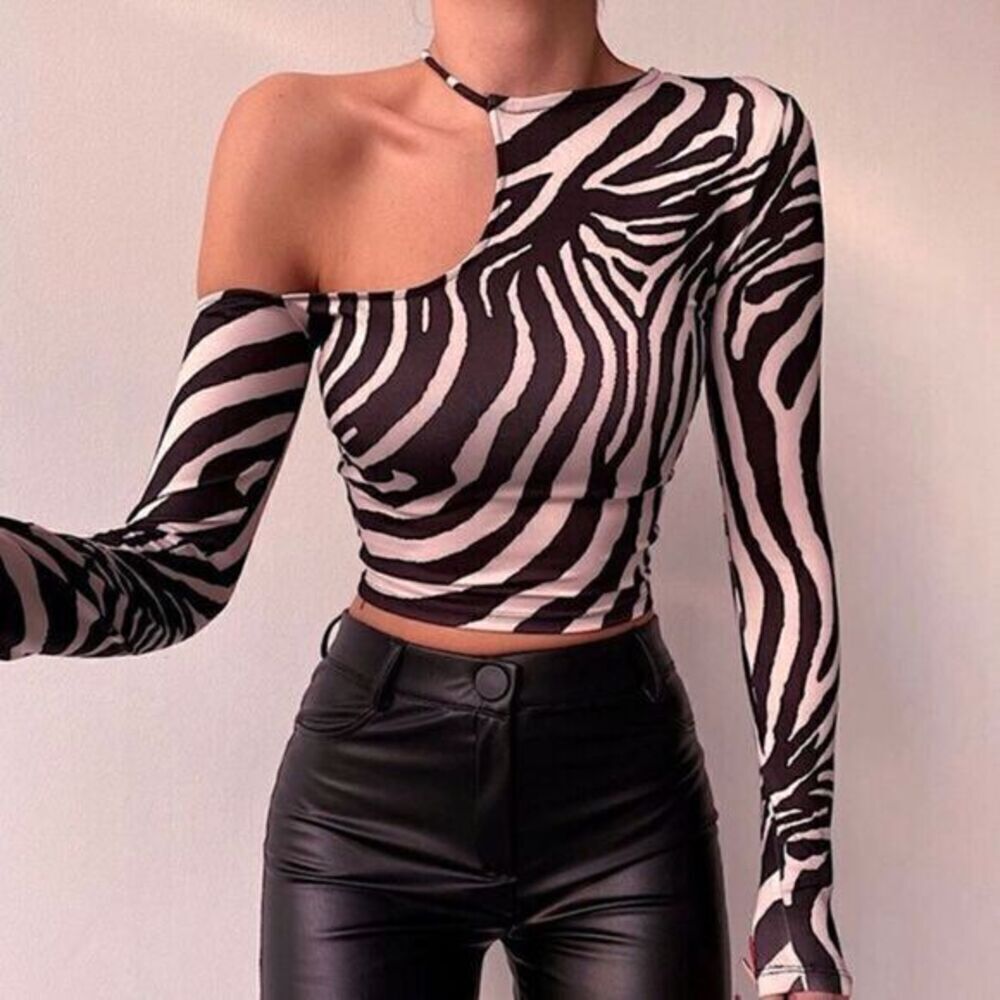 BROWN PINK ANIMAL PRINT BLOUSE